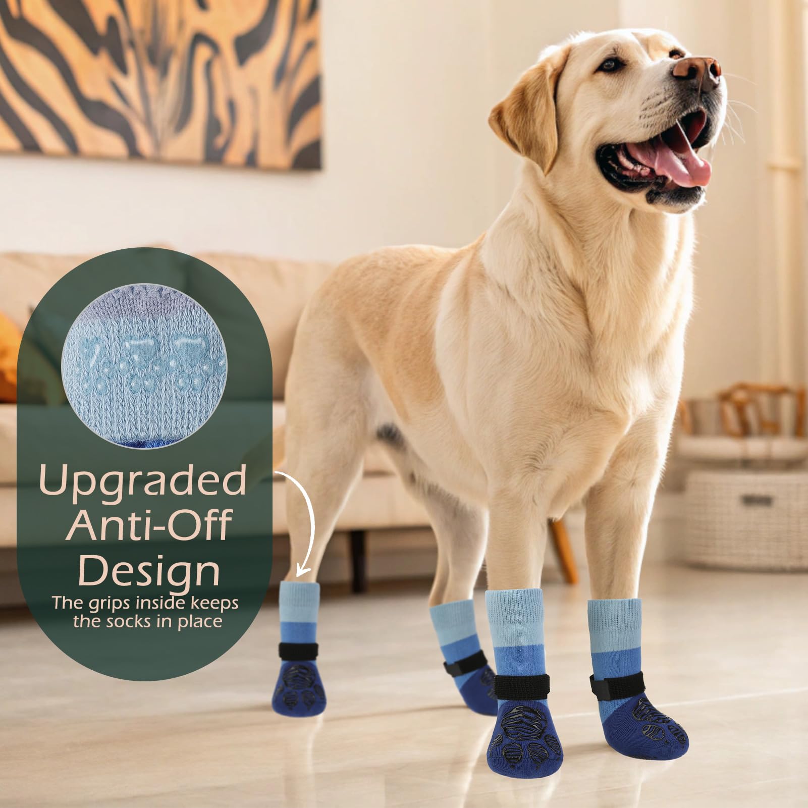EXPAWLORER Anti Slip Dog Socks to Prevent Licking Paws, Dog Boots & Paw Protectors with Grippers for Winter, Dog Booties for Har